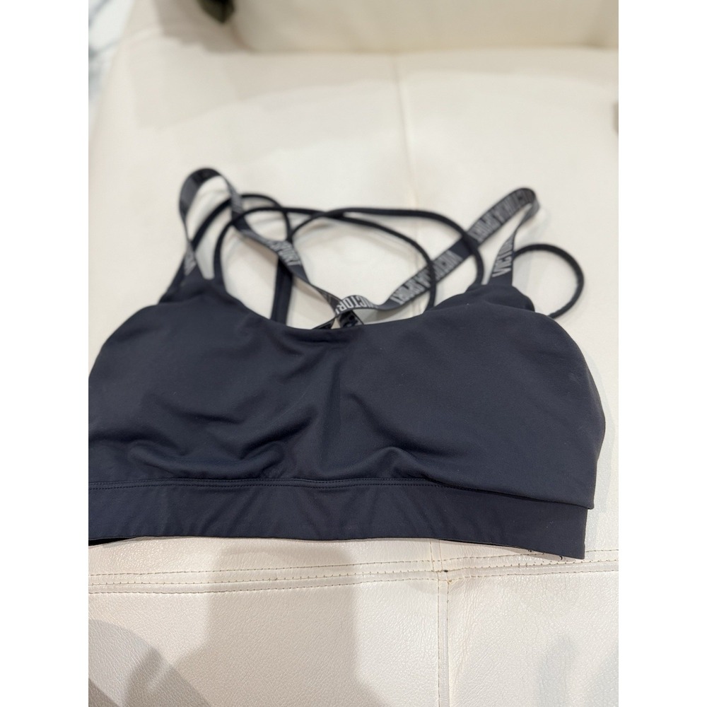 Women's Victoria Secret Black Sport Size M VSX Strappy-Comfort‎ Sports Bra.